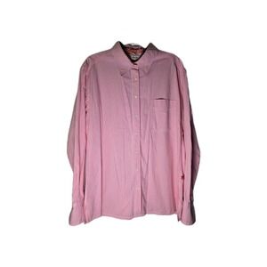 Sketchbook Pink Gingham Collared Long Sleve Button Up Preppy Women Large paisley